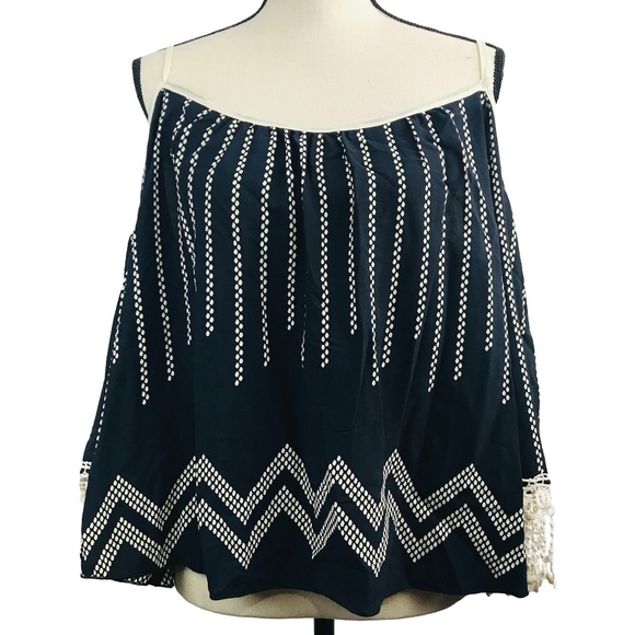 Stylebook Tops - Stylebook Navy Cold Shoulder Top